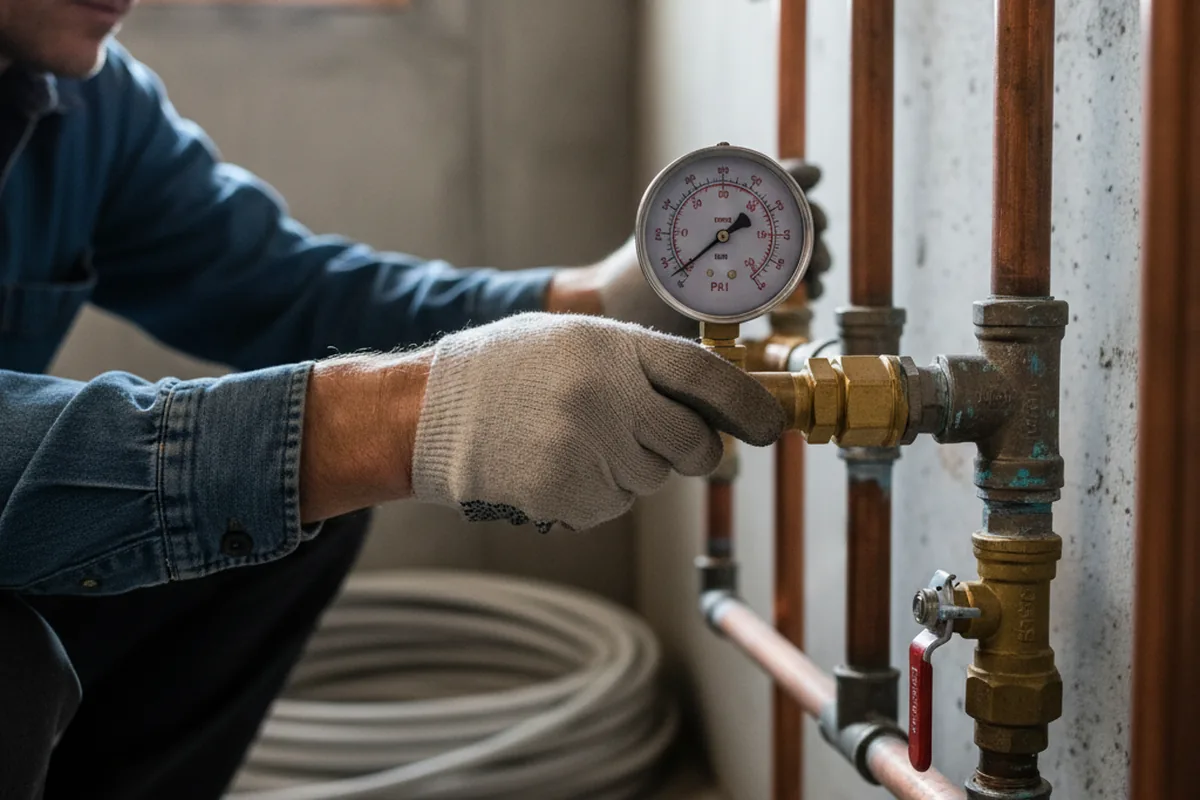 Pressure testing a repaired line during Water Line Repair in Cave Creek